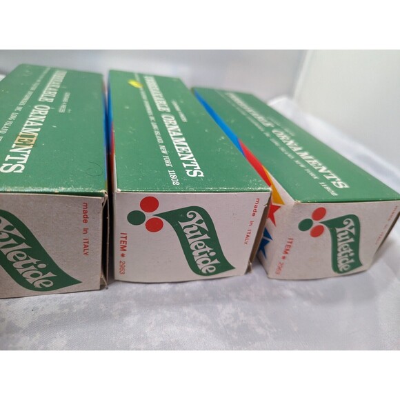 Vintage Unbreakable Italian Stencil Ornaments w/Boxes Lot Of 10 Red Blue Green - Picture 10 of 10
